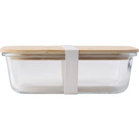 Nicole lunchbox 900ml - glas - bamboe deksel - siliconen band