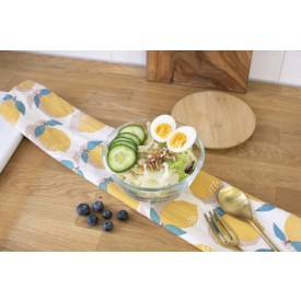 Isabeau saladeschaal 1.2L - glas - bamboe deksel - siliconen sluitband