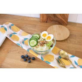 Isabeau saladeschaal 1.2L - glas - bamboe deksel - siliconen sluitband