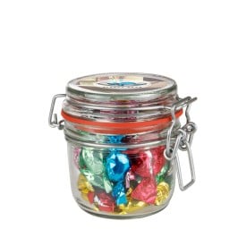 Glazen weckpotje met chocolade paaseitjes-Transparant