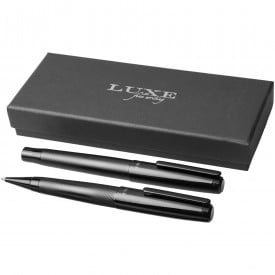 Gloss pennenset - metaal - zwarte inkt - balpen en rollerbalpen - geschenkverpakking