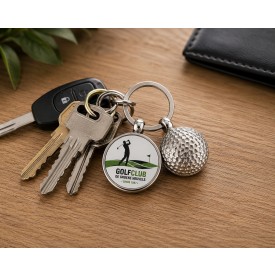 Golfbal sleutelhanger-Zilver