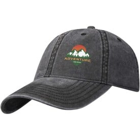 Grafton 6 panel gewassen cap-Zwart