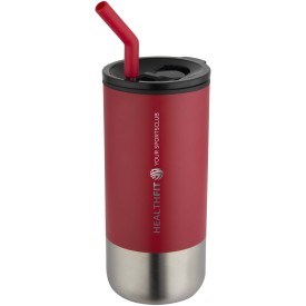 Grayson 480 ml RCS gerecycleerde geïsoleerde beker met rietje-Rood