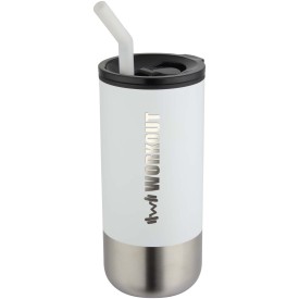 Grayson 480 ml RCS gerecycleerde geïsoleerde beker met rietje-Wit
