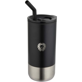 Grayson 480 ml RCS gerecycleerde geïsoleerde beker met rietje-Zwart