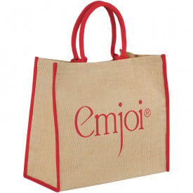 Grote jute tas-Naturel,rood