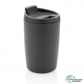 GRS beker van gerecycled PP met klepdeksel-Antraciet