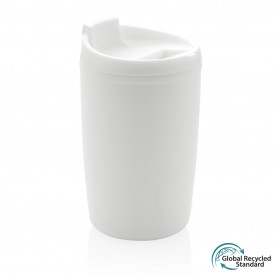 GRS beker van gerecycled PP met klepdeksel-Wit