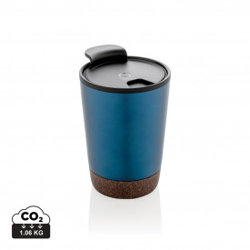 GRS gerecycled PP en roestvrijstalen kurk koffiebeker-Blauw