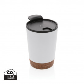GRS gerecycled PP en roestvrijstalen kurk koffiebeker-Wit