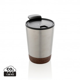 GRS gerecycled PP en roestvrijstalen kurk koffiebeker-Zilver