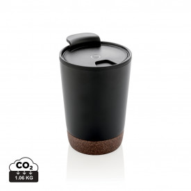 GRS gerecycled PP en roestvrijstalen kurk koffiebeker-Zwart