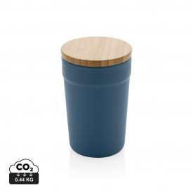 GRS gerecycled PP mok met FSC® bamboe deksel-Blauw
