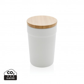 GRS gerecycled PP mok met FSC® bamboe deksel-Wit