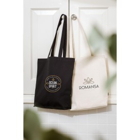 Natural winkeltas - recycled canvas - 260g/m² - 38 x 40 x 10 cm - ecru - lange hengsels