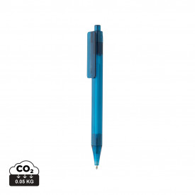 X8 balpen - gerecycled kunststof - blauwe inkt - transparant