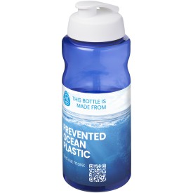 H2O Active® Eco Big Base 1 l drinkfles met klapdeksel-Blauw, wit