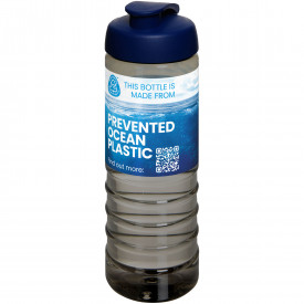 H2O Active® Eco Treble 750 ml drinkfles met klapdeksel-Charcoal, blauw
