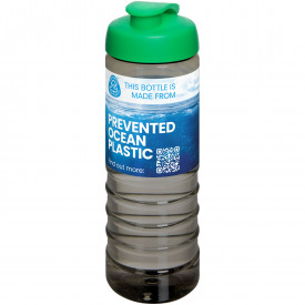 H2O Active® Eco Treble 750 ml drinkfles met klapdeksel-Charcoal, groen