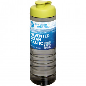 H2O Active® Eco Treble 750 ml drinkfles met klapdeksel-Charcoal, lime