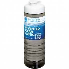 H2O Active® Eco Treble 750 ml drinkfles met klapdeksel-Charcoal, wit