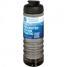 H2O Active® Eco Treble 750 ml drinkfles met klapdeksel-Charcoal, zwart