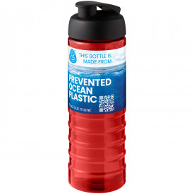 H2O Active® Eco Treble 750 ml drinkfles met klapdeksel-Rood, zwart
