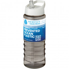 H2O Active® Eco Treble 750 ml drinkfles met tuitdeksel -Charcoal, wit