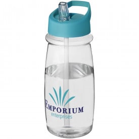 H2O Pulse 600 ml sportfles met tuitdeksel-Transparant,aqua blauw