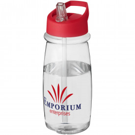 H2O Pulse 600 ml sportfles met tuitdeksel-Transparant,rood