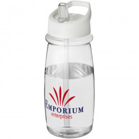 H2O Pulse 600 ml sportfles met tuitdeksel-Transparant,wit