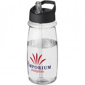 H2O Pulse 600 ml sportfles met tuitdeksel-Transparant,zwart