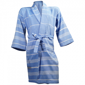 Hamam badjas-Blauw / wit