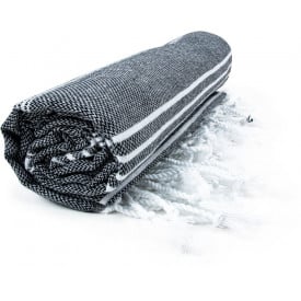 Hamamdoek 100 x 180 cm-Black / white
