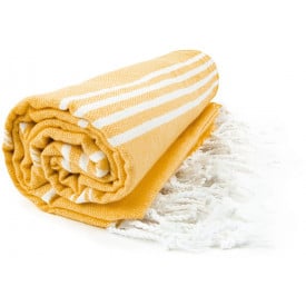Hamamdoek 100 x 180 cm-Honey yellow / white