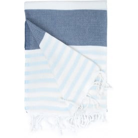 Hamamdoek marine-Light blue / white