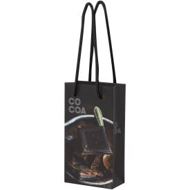 Handgemaakte 170 g/m2 integra papieren tas van met plastic handgrepen - klein-Wit, zwart