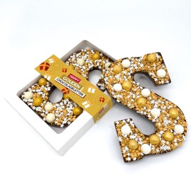 Happy Chocoladeletter Goud/wit-Melk