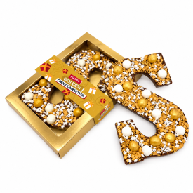 Happy Chocoladeletter S GoudHappy Truffel chocoladeletter Goud – 250 gram – melkchocolade
