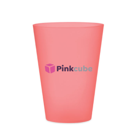 Hard plastic beker 300ml - PP - matte finish-Transparant rood