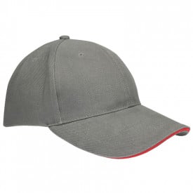 Heavy Brushed Cap-Grijs / Rood, #bac7c0-Borduring