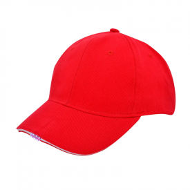 Heavy Brushed Cap met lichtje-Rood/wit