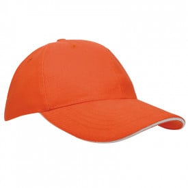 Heavy Brushed Cap-Oranje / Wit, #f3672a-Borduring