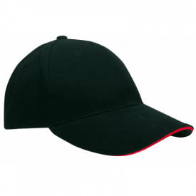 Heavy Brushed Cap-Zwart / Rood, #de2127-Borduring