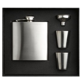 Heupfles set met bekertjes 175 ml - RVS - schroefdop