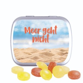 Scharnierblikje met snoep – full colour bedrukt