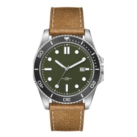 Horloge Georgia - Leder-Donkergroen