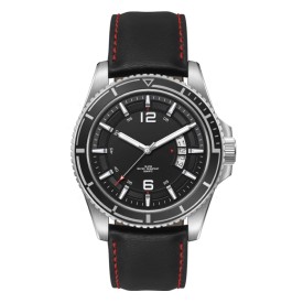 Horloge Georgia - Leder-Zwart en rood