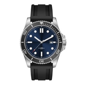 Horloge Georgia - Leder-Zwart/blauw
